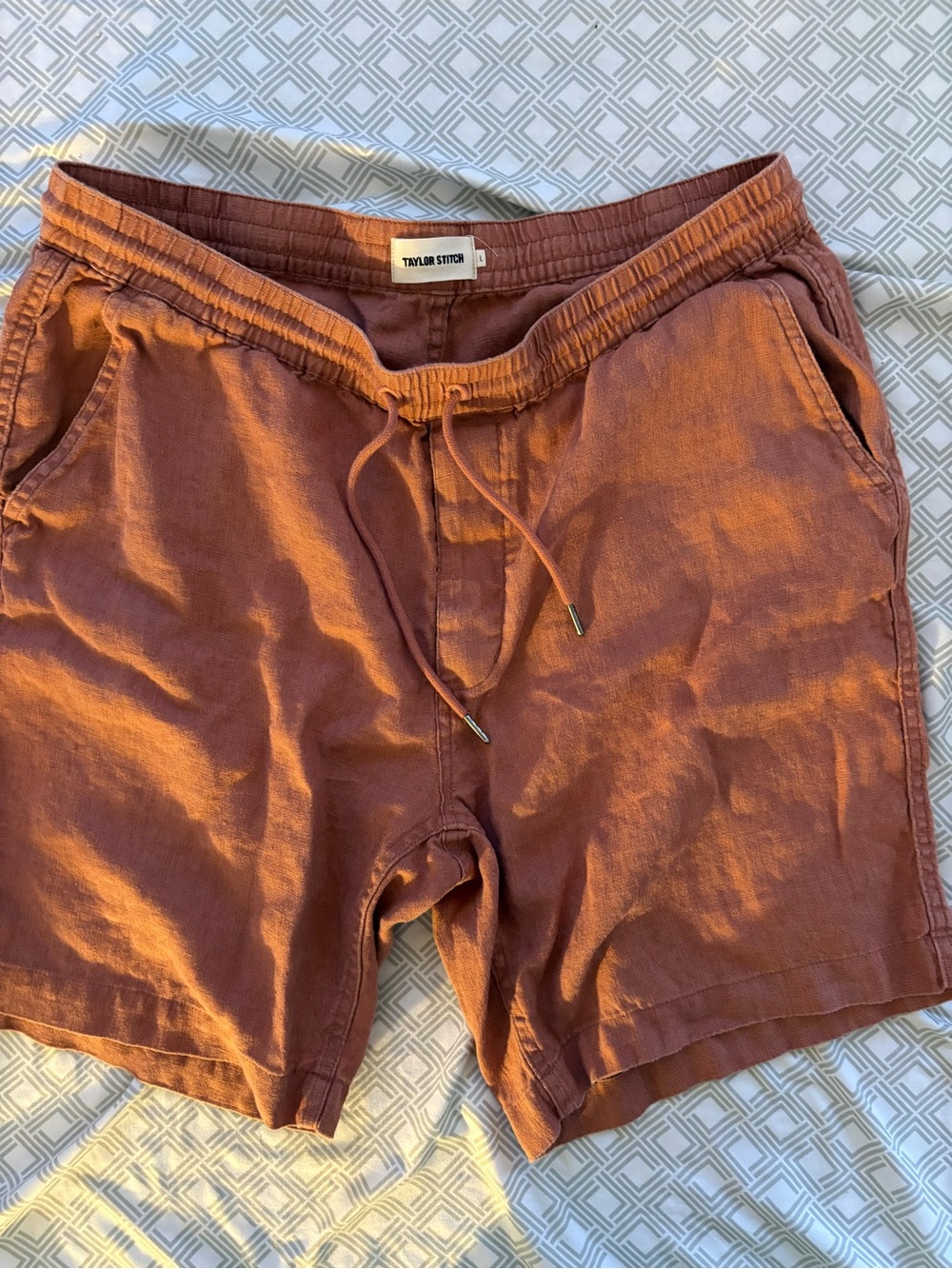 Taylor Stitch Men’s Apres Hemp Shorts in Dusty Pink Size L